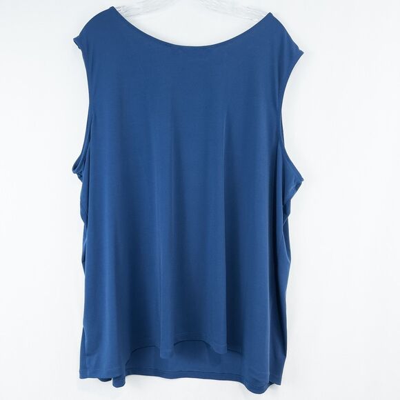 Susan Graver Everyday Liquid Knit Sleeveless Top Two Way Cowl Womens 4X Blue - Picture 2 of 13
